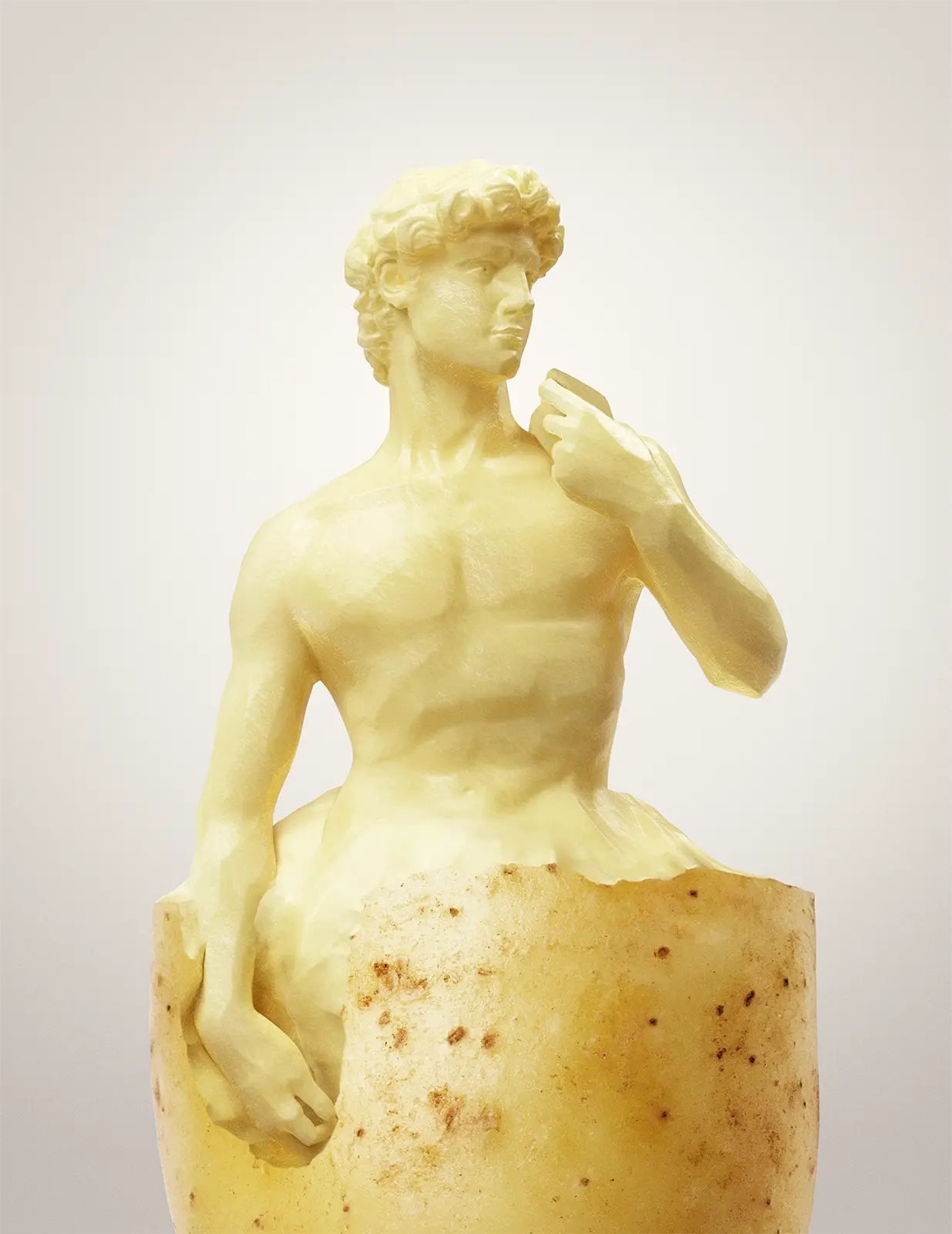 CGI potato sculpture of Michelangelo's David. Toronto-based CGI studio serving clients across Canada and worldwide.