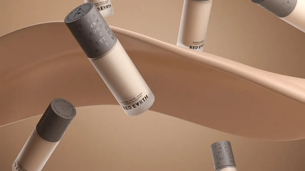 CG animations crafted for Red Earth, in collaboration with photographer Adrian Armstrong. 3D modeling of the products captures every nuanced detail and authentic material quality, interwoven with dynamic liquid foundation simulations in a collage of live footage and CG, revealing the natural flow, rich pigmentation, and tactile beauty of the foundation as it moves, blends, and settles with effortless elegance. Professional animation and post-production by Pierre Bourjo Imaging.