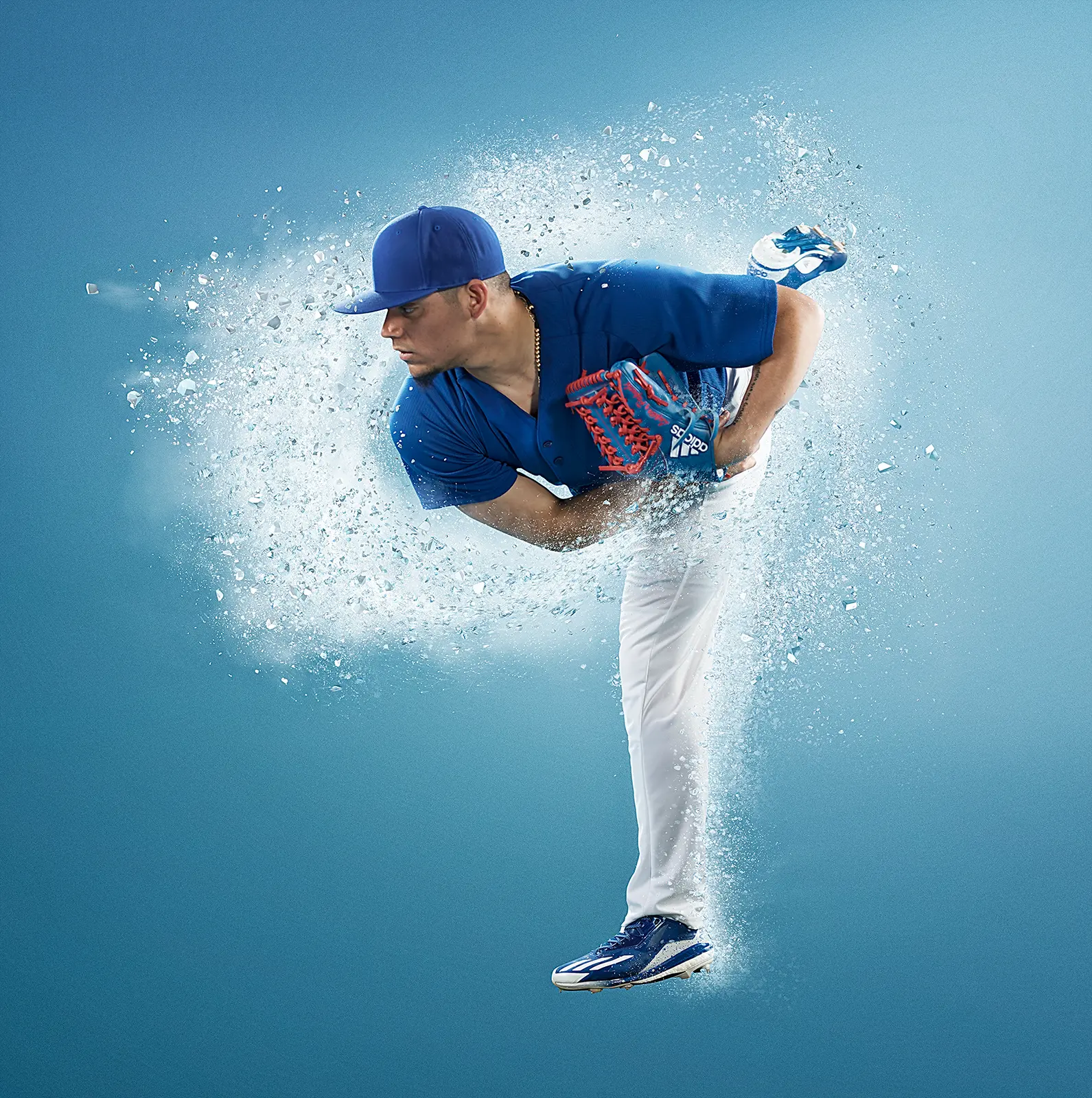 CG ice particles and retouching of basketball player DeMar DeRozan for Gatorade Frost ad campaign. Compelling CGI illustration for advertising by Pierre Bourjo.