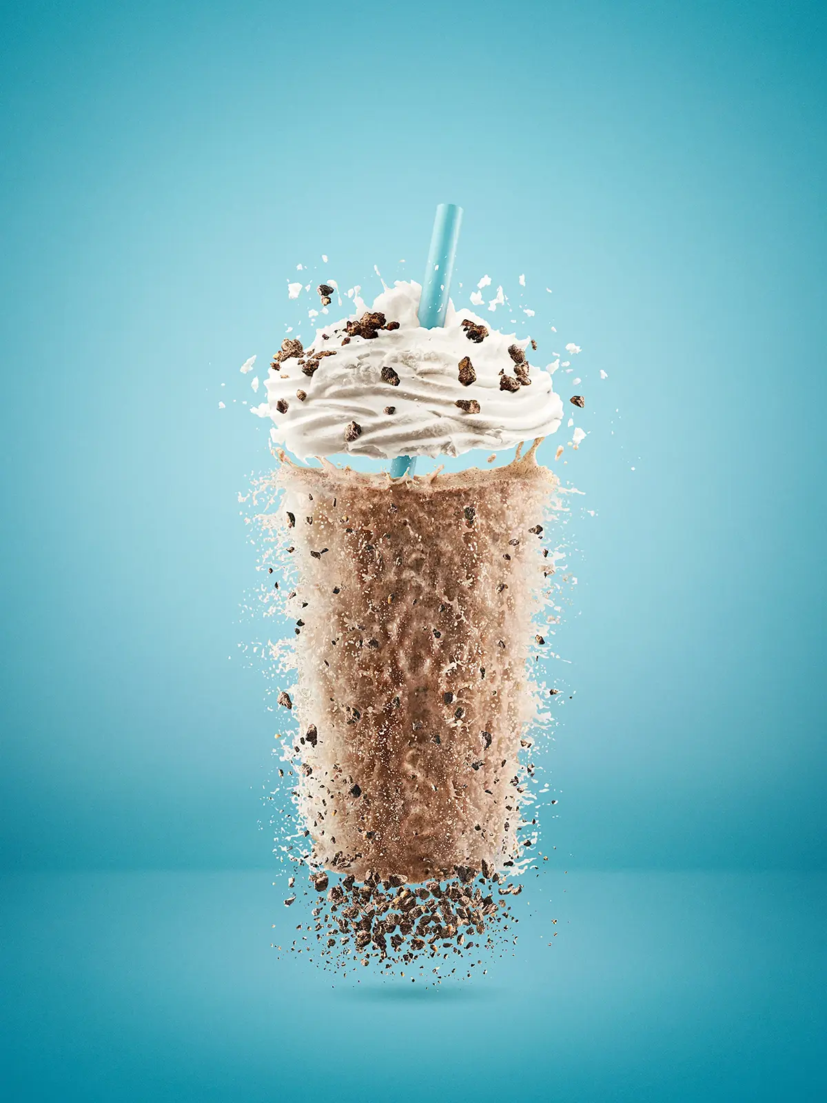 Digital imaging and compositing of milkshakes splashes and dynamic ingredients for Caribou. Complex CG lighting and material development by Pierre Bourjo.